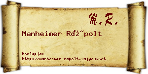 Manheimer Rápolt névjegykártya